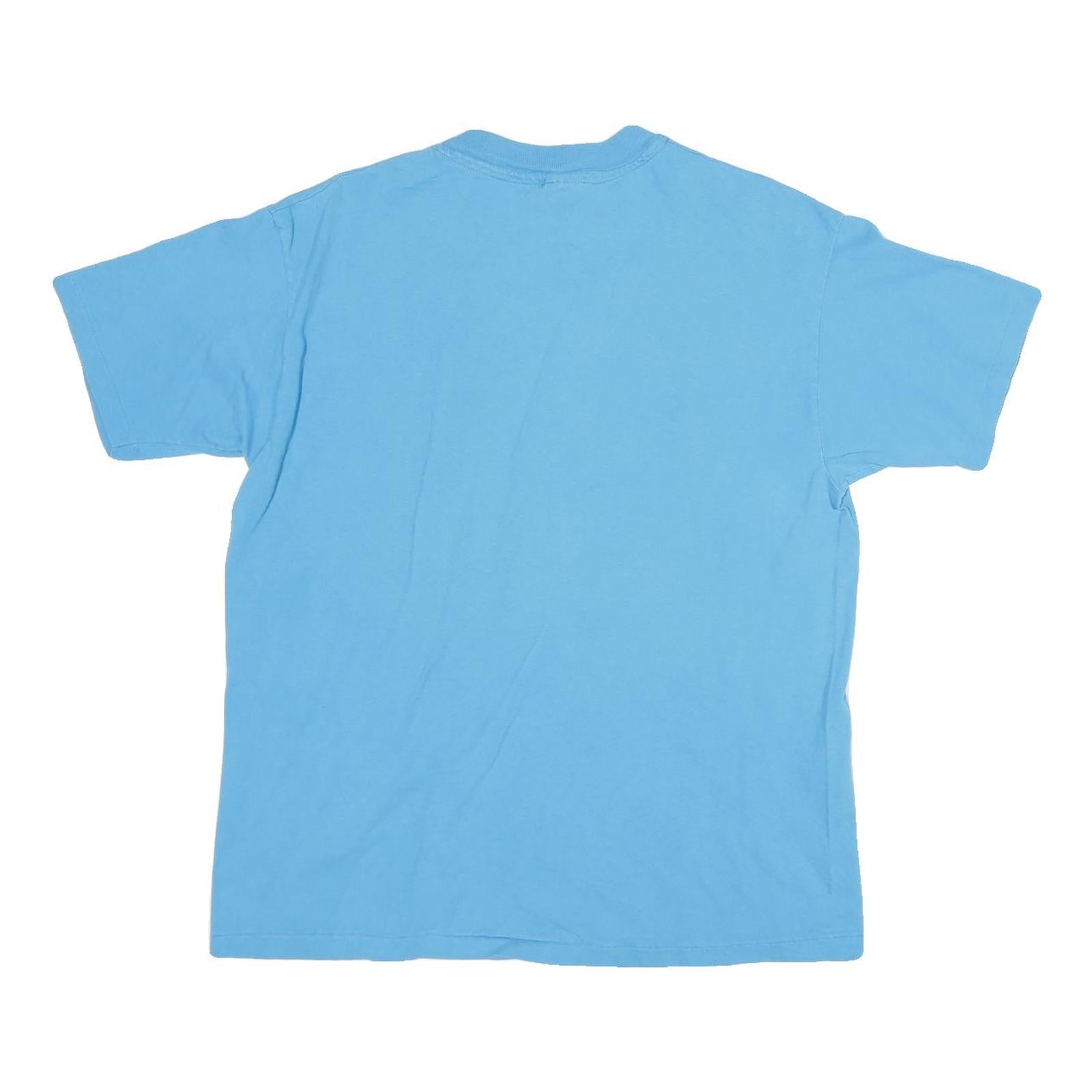 HANES Mens Blue XL Plain T-Shirt Short Sleeve Crew Neck Cotton Blend Casual