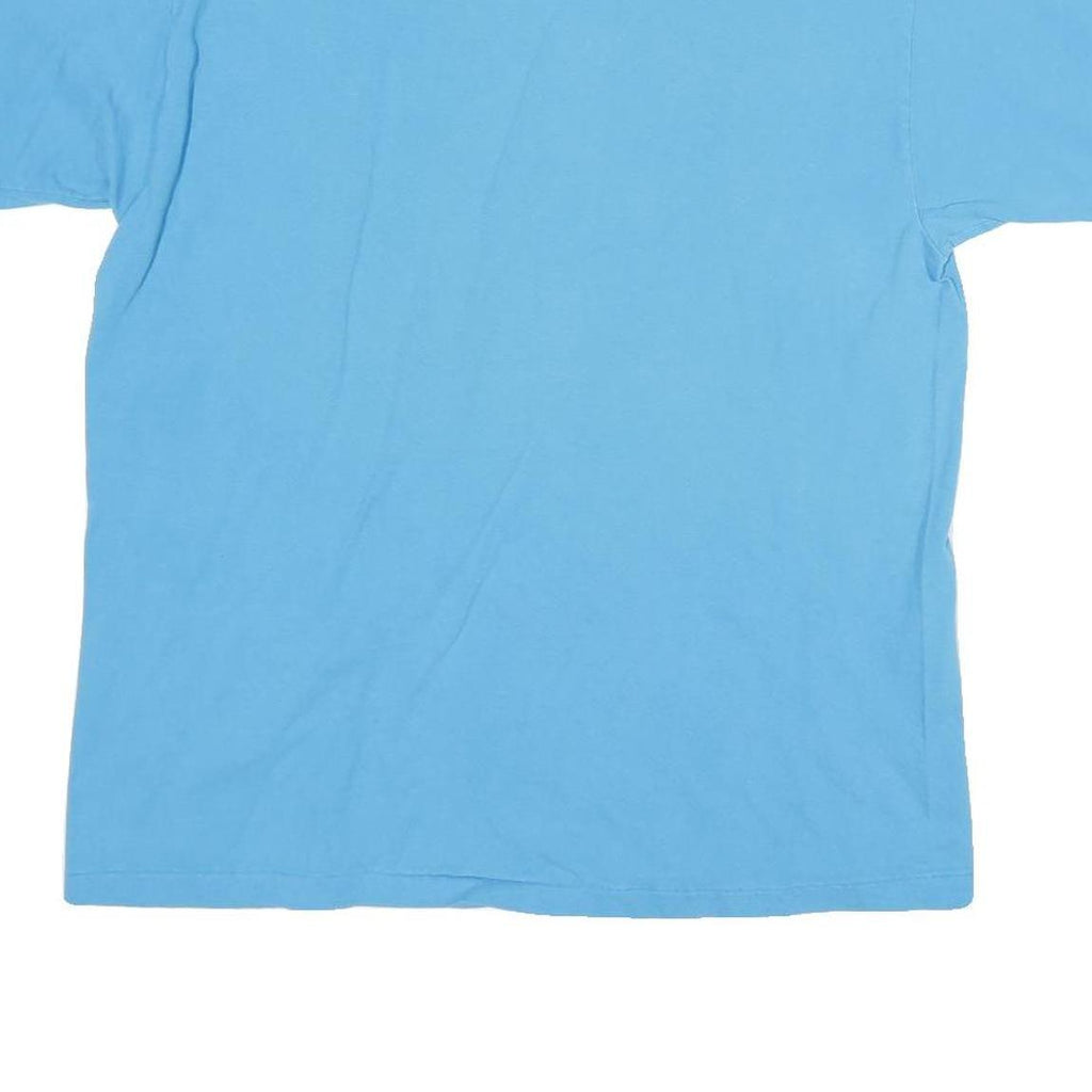 HANES Mens Blue XL Plain T-Shirt Short Sleeve Crew Neck Cotton Blend Casual