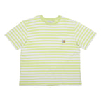 CARHARTT WIP Womens Green & White Striped T-Shirt XL Short Sleeve Crew Neck