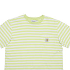 CARHARTT WIP Womens Green & White Striped T-Shirt XL Short Sleeve Crew Neck
