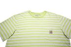 CARHARTT WIP Womens Green & White Striped T-Shirt XL Short Sleeve Crew Neck