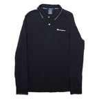 CHAMPION Mens Polo Shirt Black Long Sleeve M