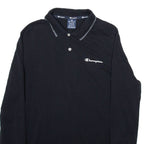 CHAMPION Mens Polo Shirt Black Long Sleeve M