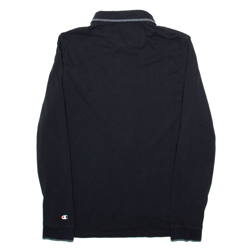 CHAMPION Mens Polo Shirt Black Long Sleeve M
