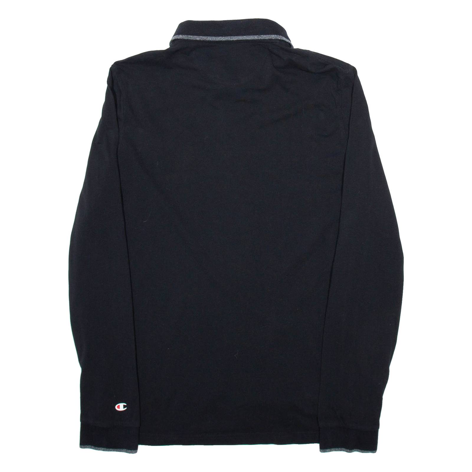 CHAMPION Mens Polo Shirt Black Long Sleeve M