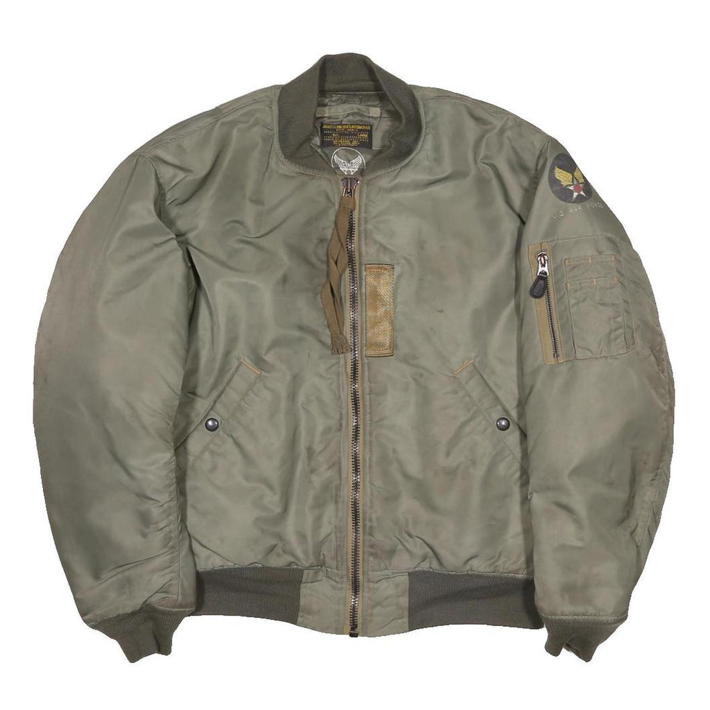 BRONSON INC. Buzz Rickson's Type MA-1 Mens Green Flight Bomber L Jacket