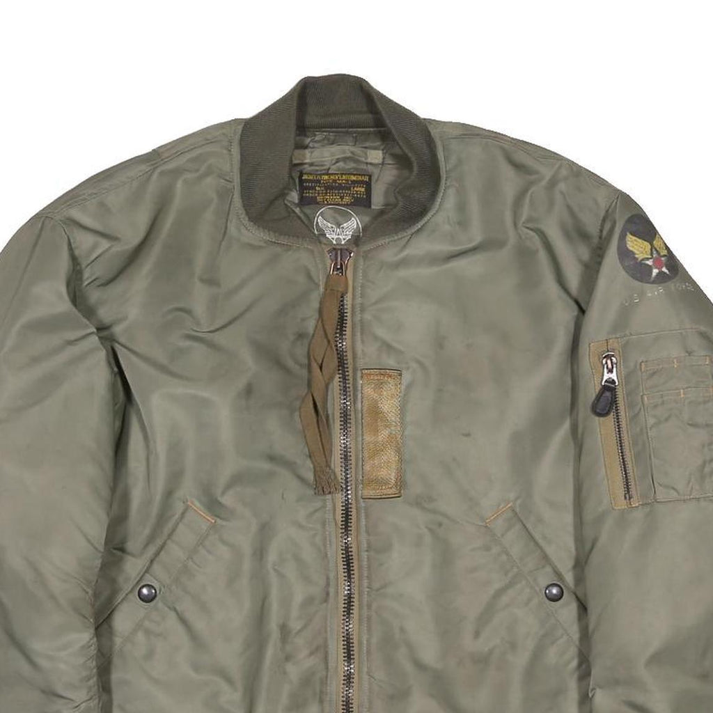 BRONSON INC. Buzz Rickson's Type MA-1 Mens Green Flight Bomber L Jacket
