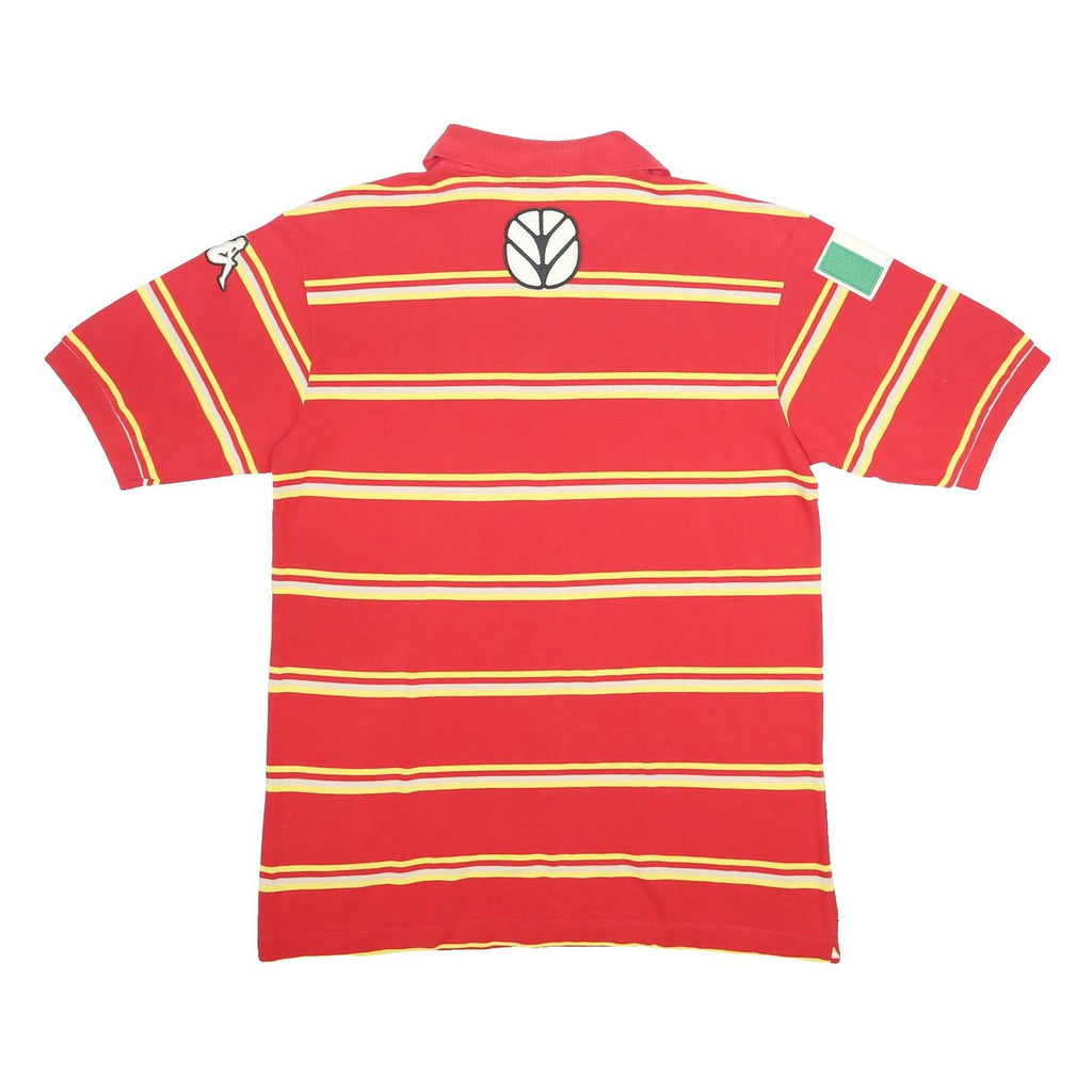 KAPPA Mens Red & Yellow Striped XL Polo Shirt New Holland Logo Cotton Short
