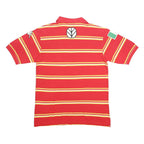 KAPPA Mens Red & Yellow Striped XL Polo Shirt New Holland Logo Cotton Short