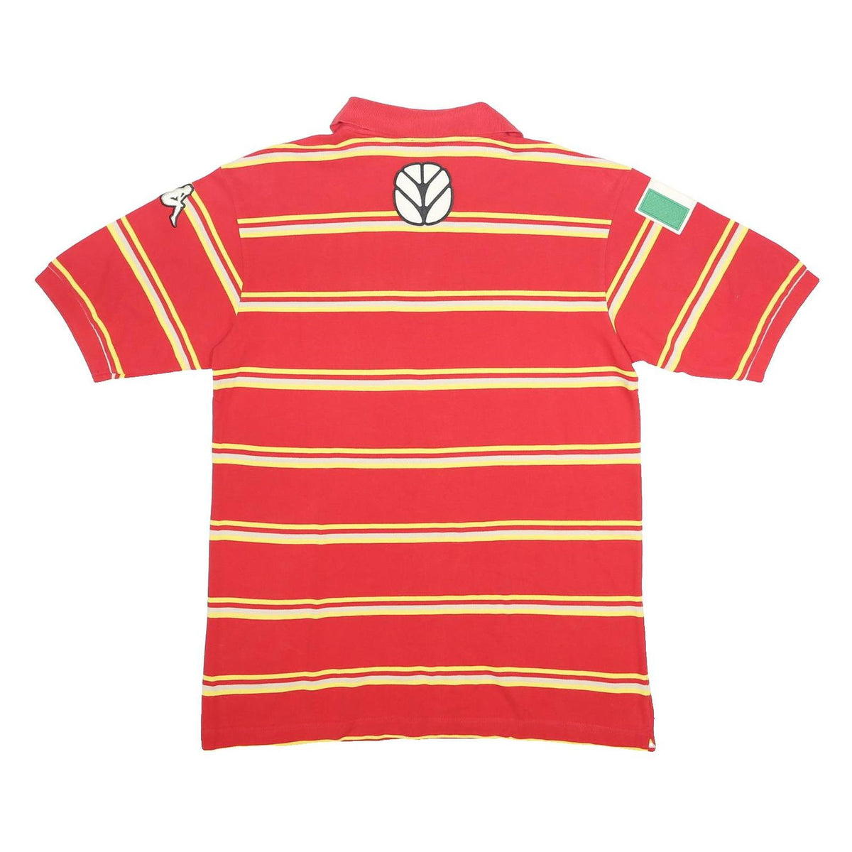 KAPPA Mens Red & Yellow Striped XL Polo Shirt New Holland Logo Cotton Short