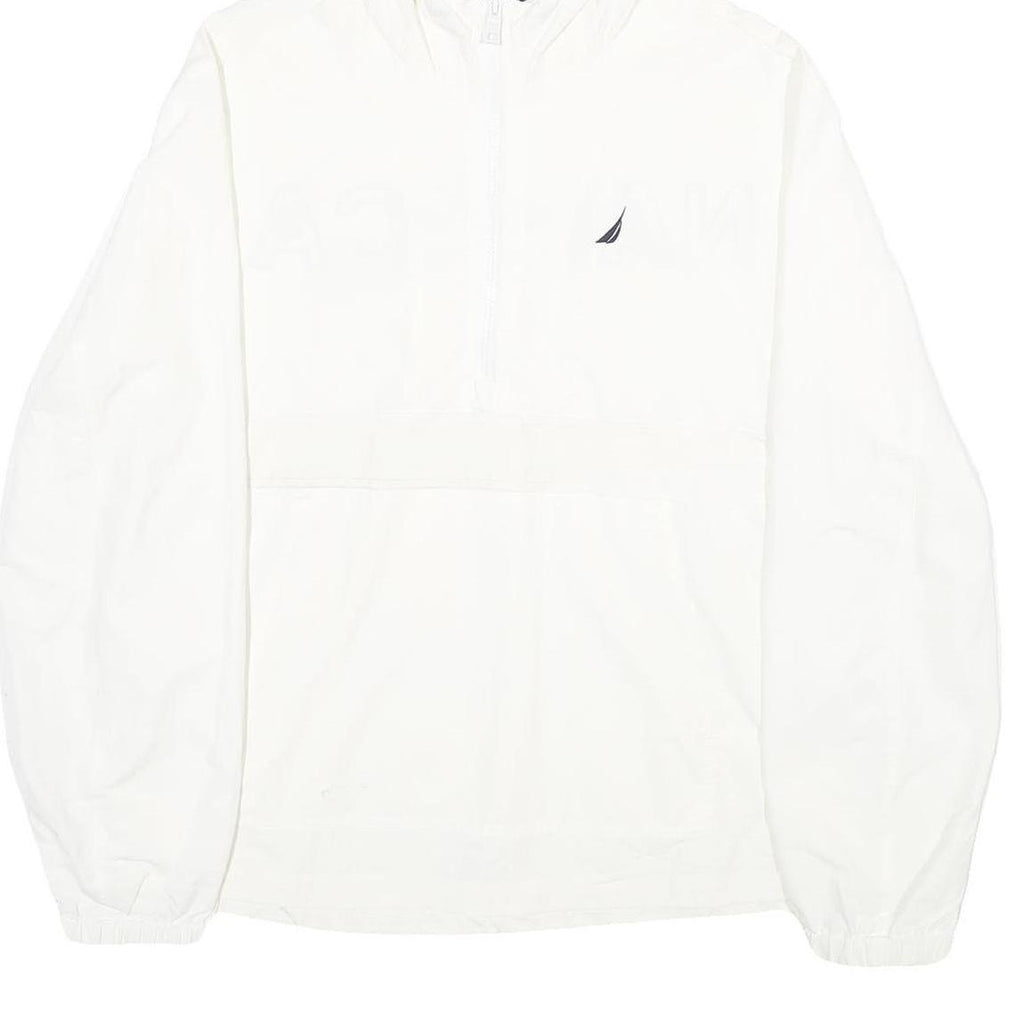 NAUTICA Mens White Nylon Pullover Jacket M Hooded Casual Lightweight