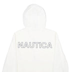 NAUTICA Mens White Nylon Pullover Jacket M Hooded Casual Lightweight