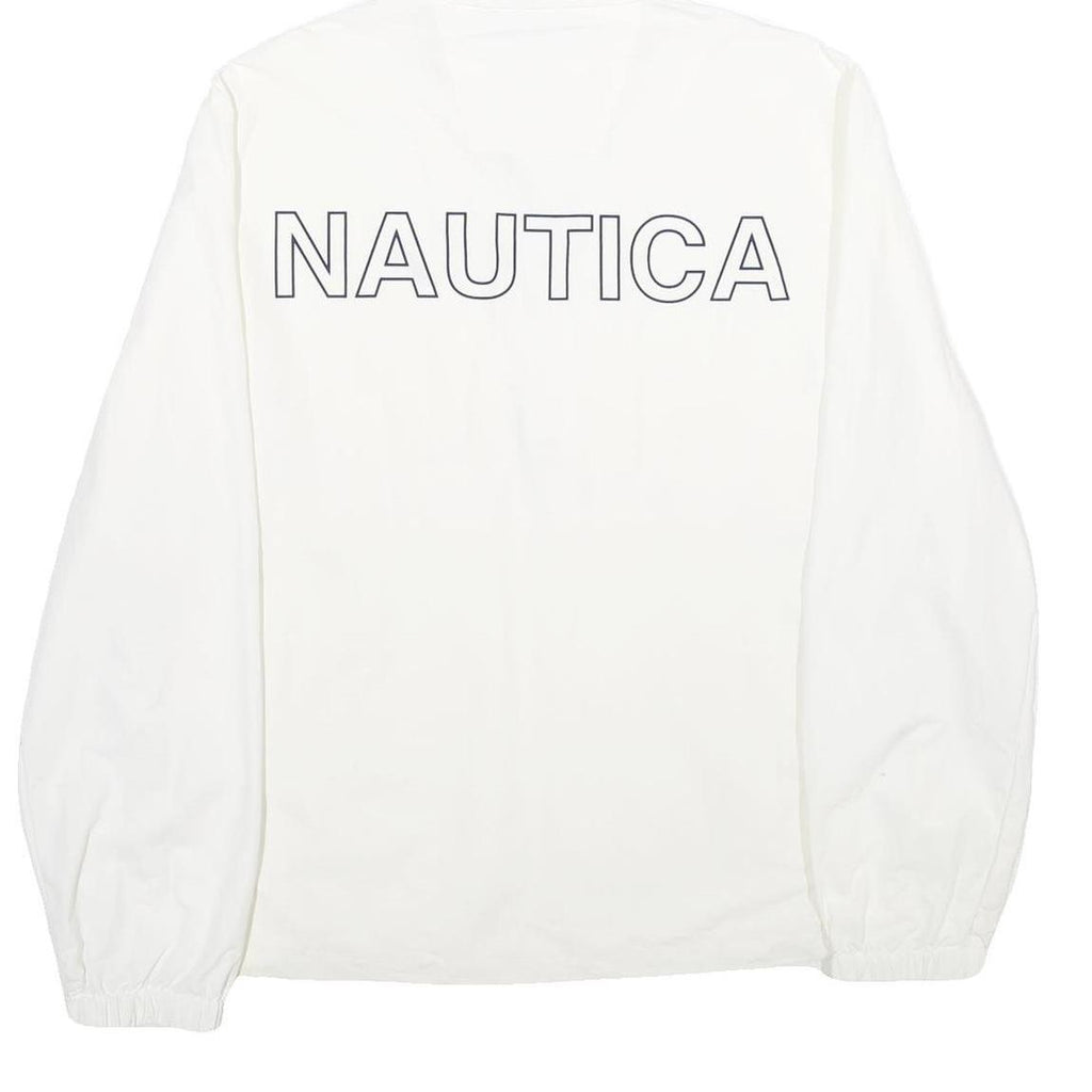 NAUTICA Mens White Nylon Pullover Jacket M Hooded Casual Lightweight