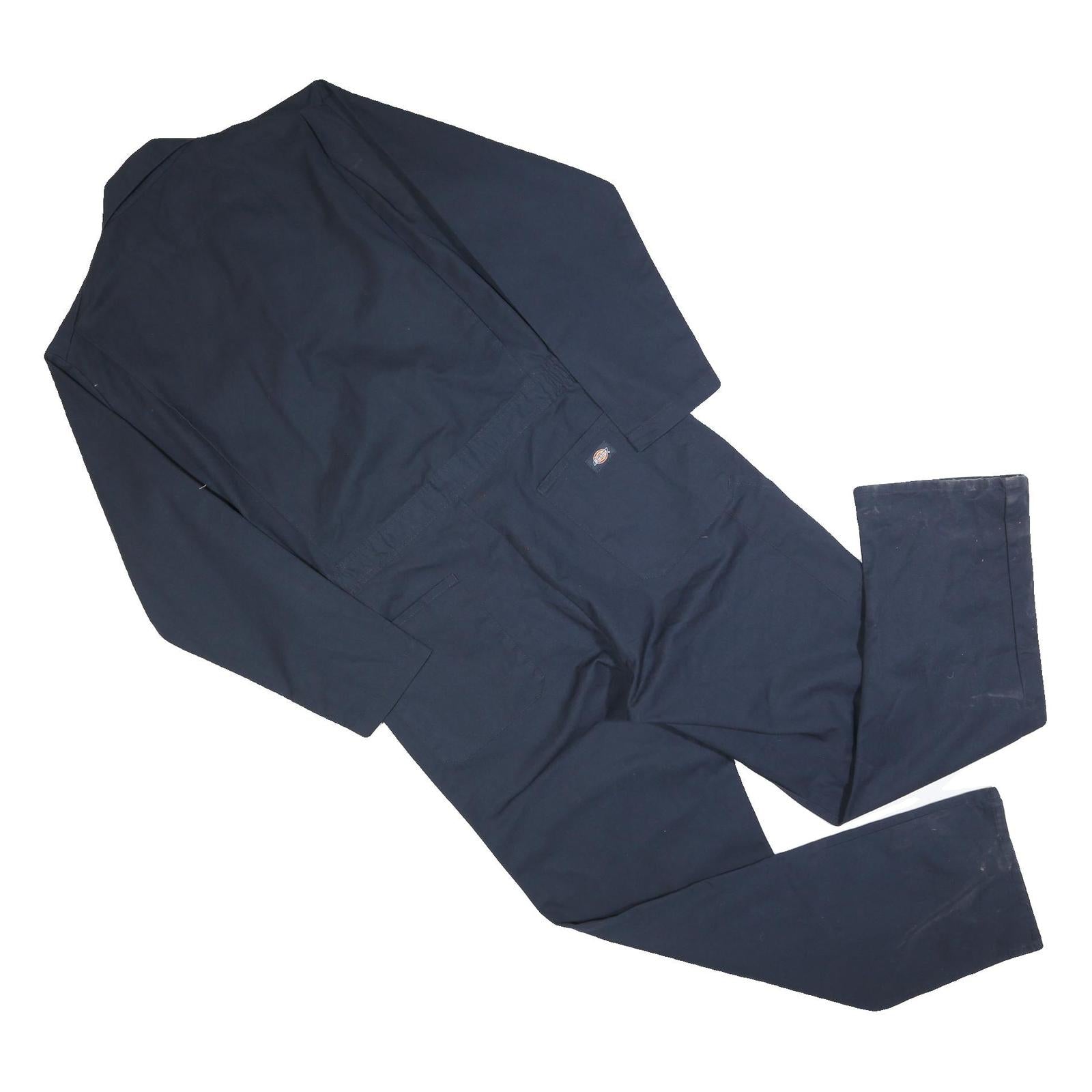 DICKIES Mens Navy Blue Cotton Blend Dungarees Regular Fit L W40 L32 Workwear