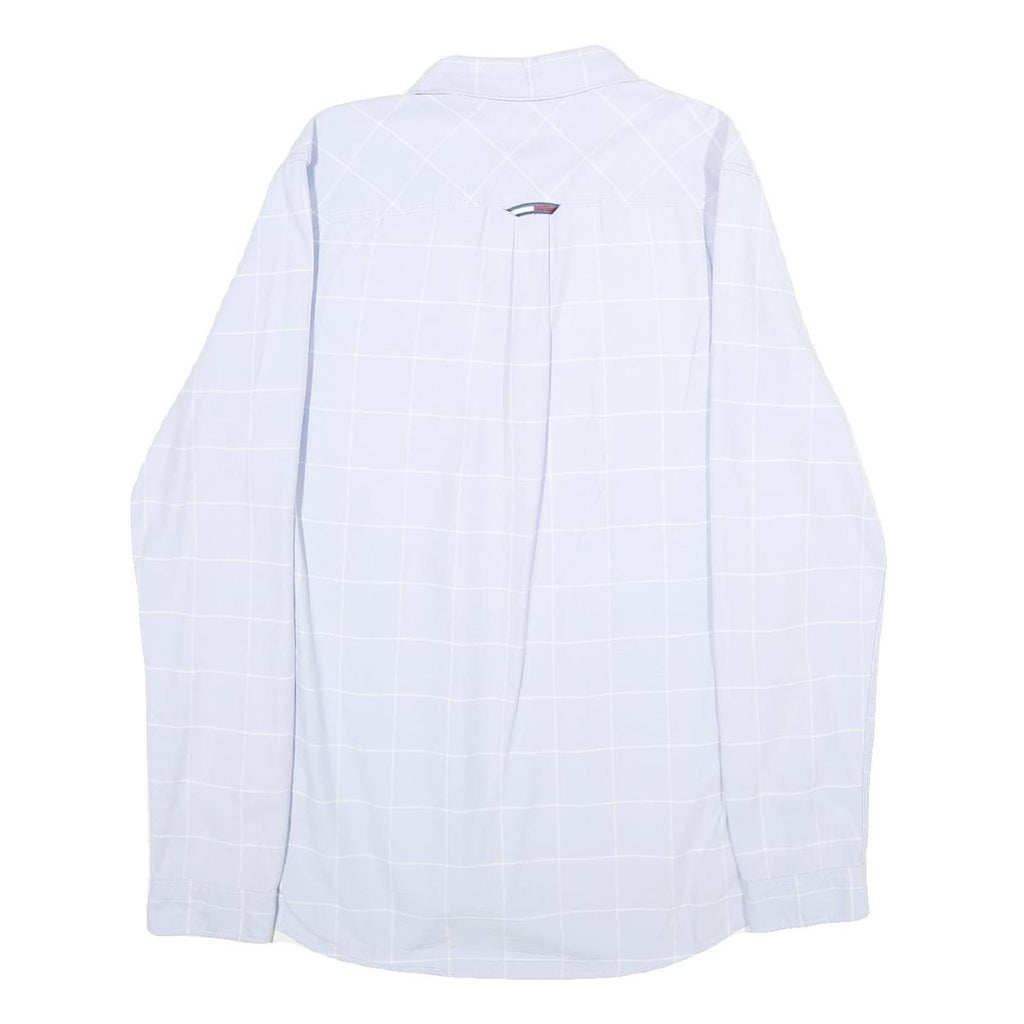 TOMMY JEANS Mens Blue & White Checked Shirt M Cotton Casual Button Down