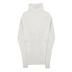 EXPRESS Womens Cream Plain Roll Neck Basic Knit Jumper M Polyester Blend