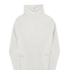 EXPRESS Womens Cream Plain Roll Neck Basic Knit Jumper M Polyester Blend