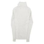 EXPRESS Womens Cream Plain Roll Neck Basic Knit Jumper M Polyester Blend