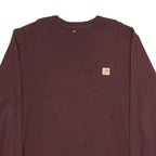 CARHARTT Mens Maroon 2XL Long Sleeve Crew Neck Pocket Plain Cotton T-Shirt