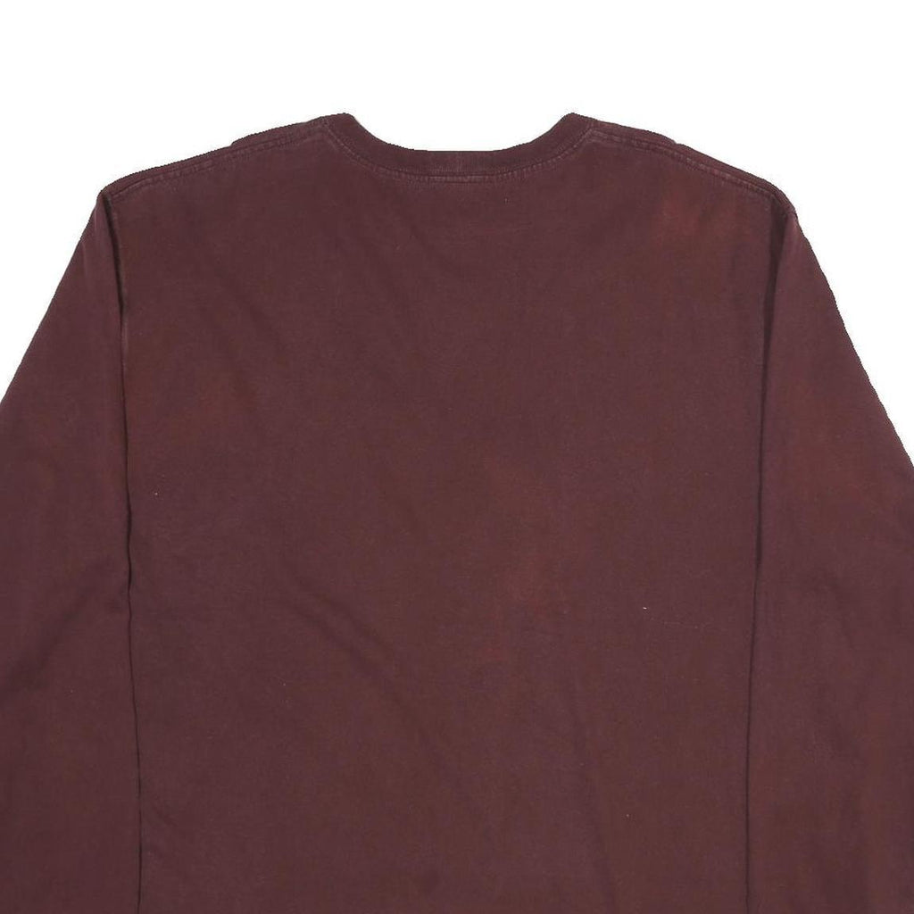 CARHARTT Mens Maroon 2XL Long Sleeve Crew Neck Pocket Plain Cotton T-Shirt