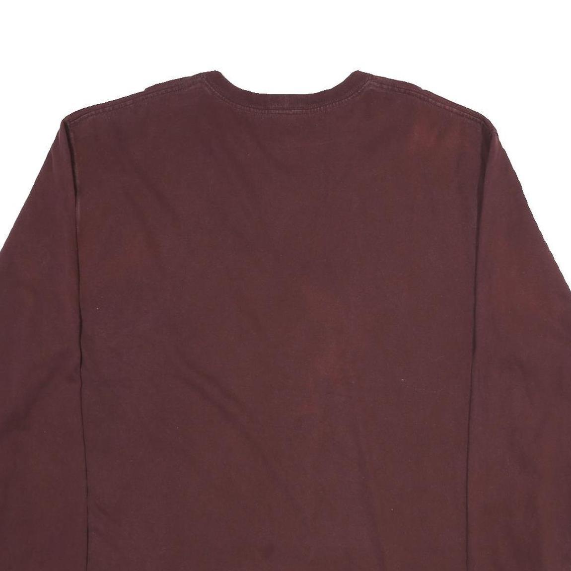 CARHARTT Mens Maroon 2XL Long Sleeve Crew Neck Pocket Plain Cotton T-Shirt