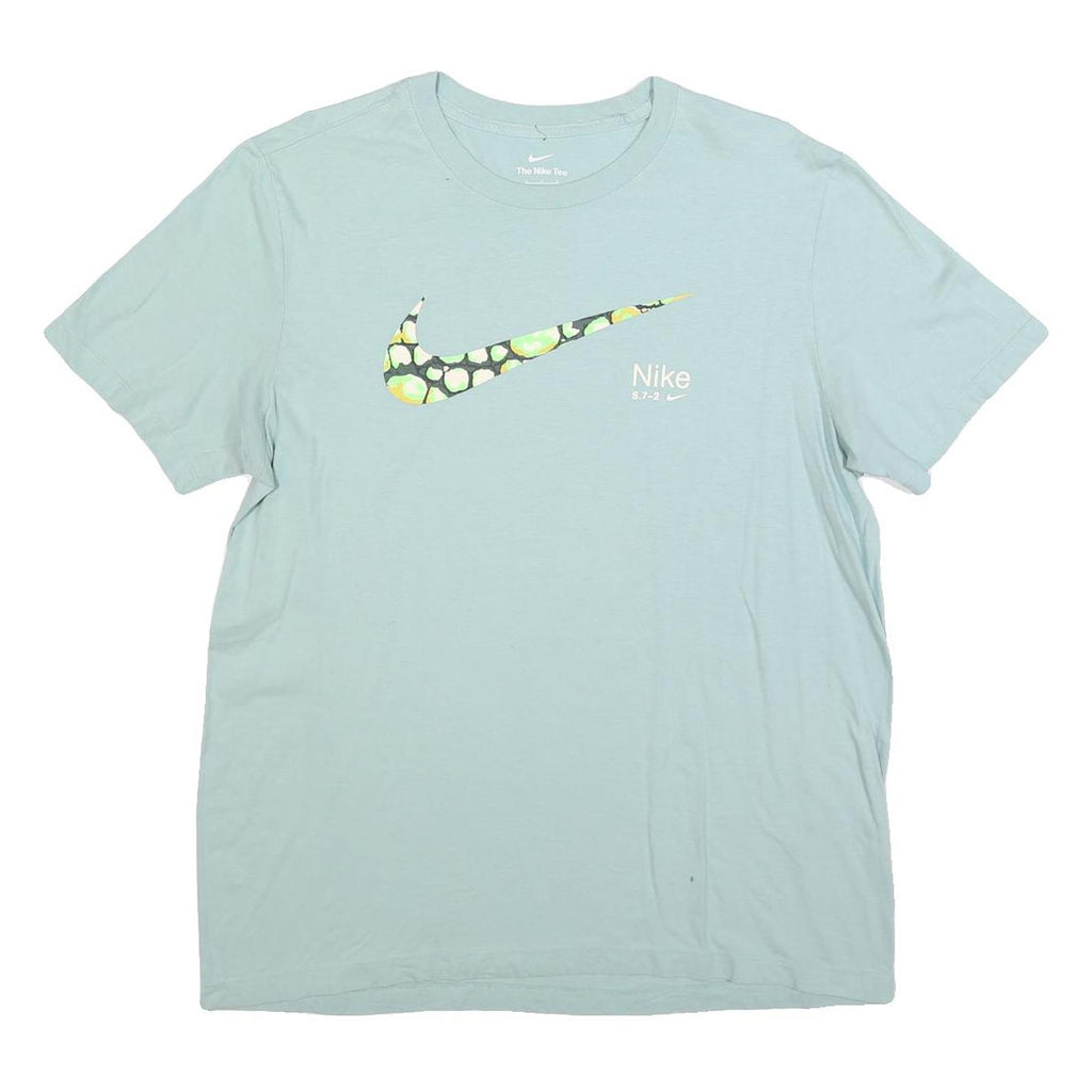 NIKE Mens Blue Graphic T-Shirt L Short Sleeve Crew Neck Casual Cotton