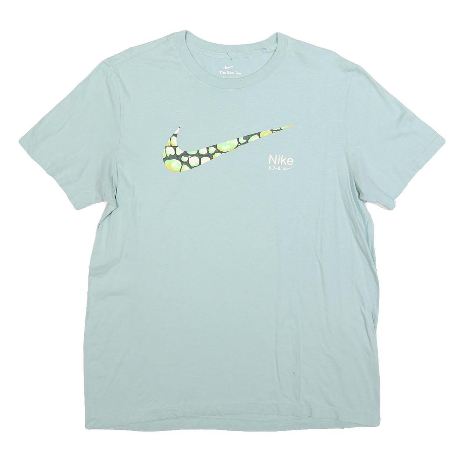 NIKE Mens Blue Graphic T-Shirt L Short Sleeve Crew Neck Casual Cotton