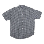 NAUTICA Mens Blue & White Check Cotton Shirt L Button Down Short Sleeve Casual