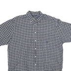 NAUTICA Mens Blue & White Check Cotton Shirt L Button Down Short Sleeve Casual