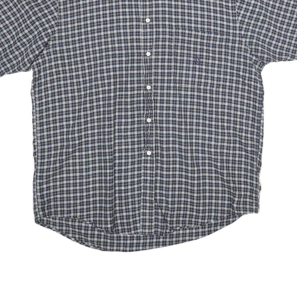 NAUTICA Mens Blue & White Check Cotton Shirt L Button Down Short Sleeve Casual