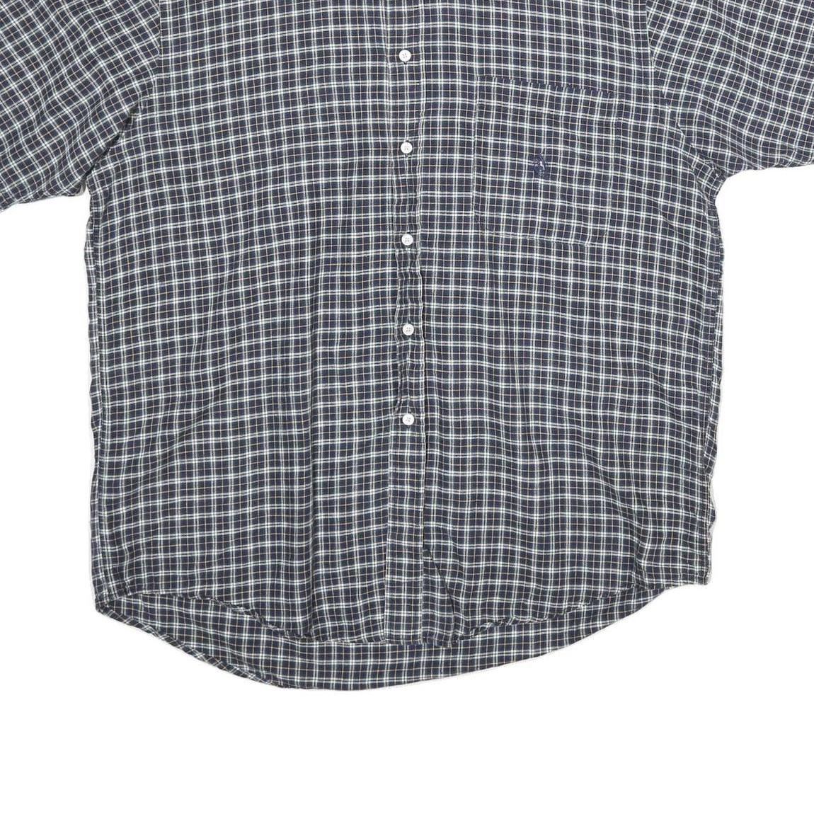 NAUTICA Mens Blue & White Check Cotton Shirt L Button Down Short Sleeve Casual