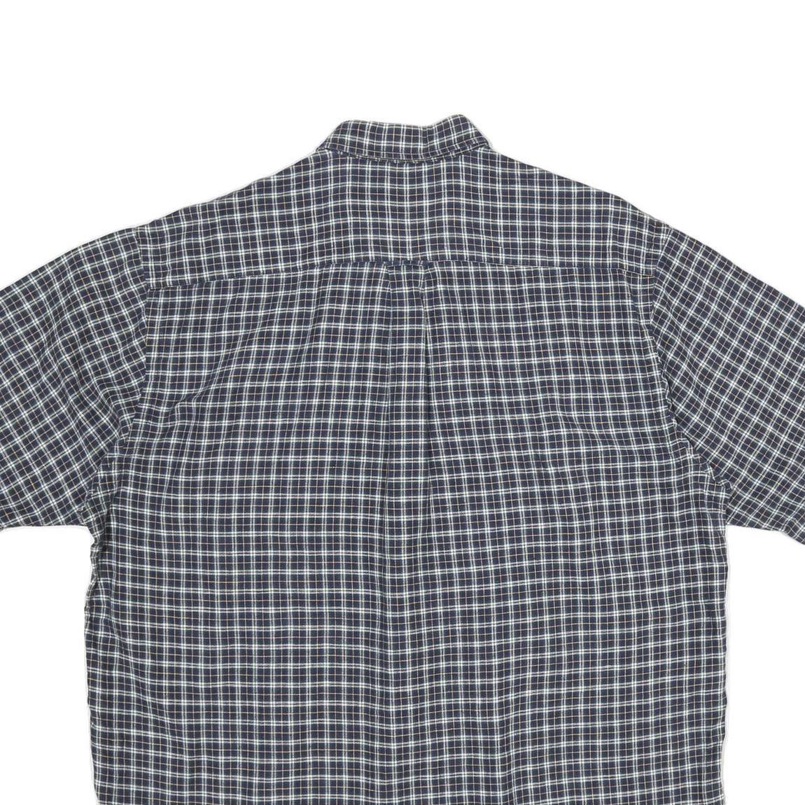 NAUTICA Mens Blue & White Check Cotton Shirt L Button Down Short Sleeve Casual