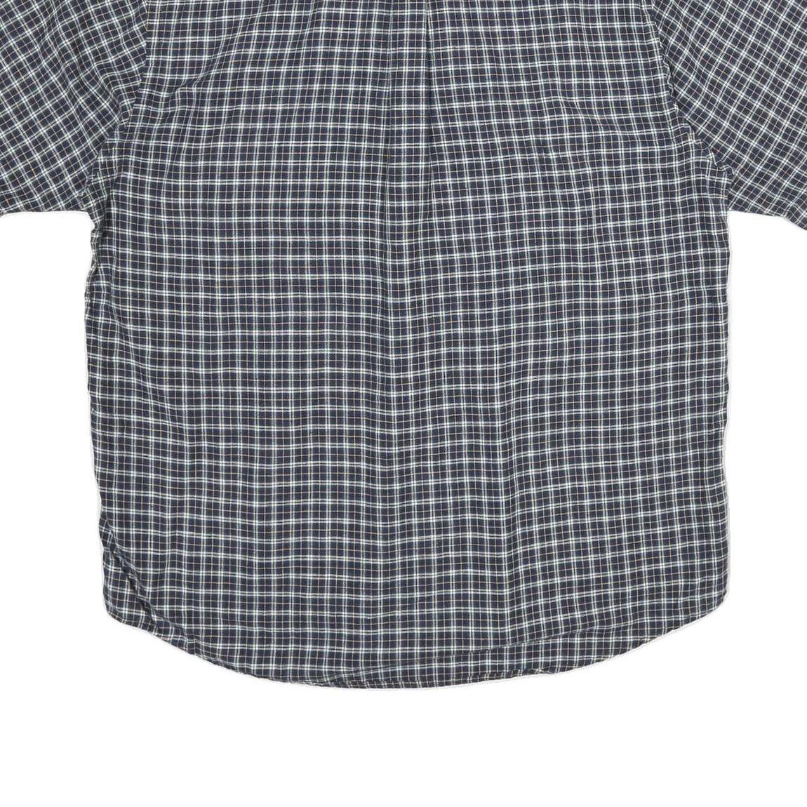 NAUTICA Mens Blue & White Check Cotton Shirt L Button Down Short Sleeve Casual