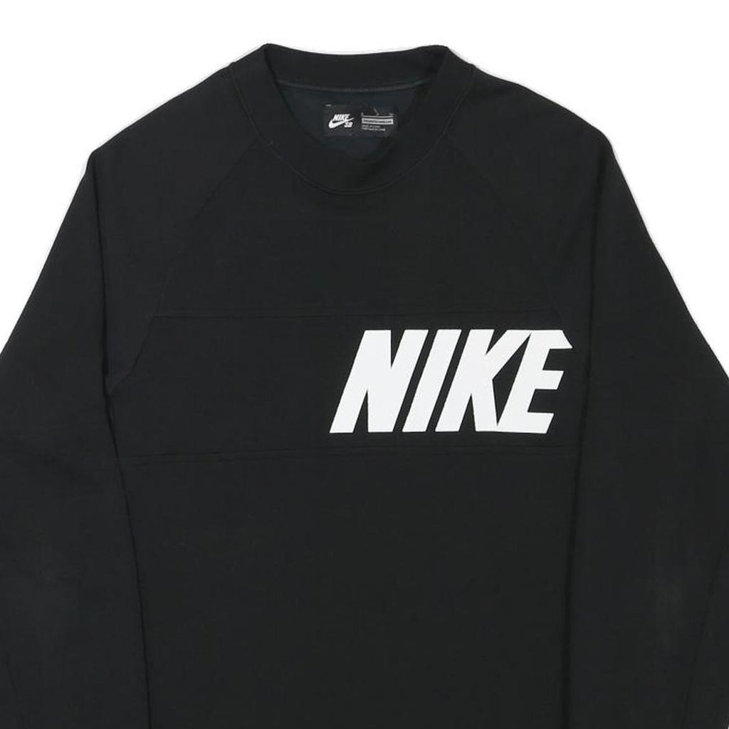 NIKE Mens Black Crew Neck S Sportswear Logo Sweatshirt Pullover