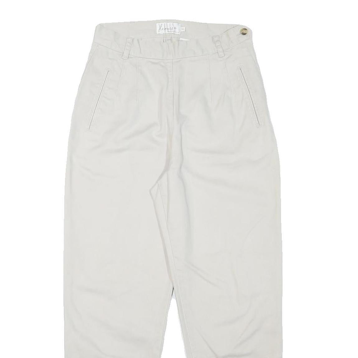 HEMES COLLECTION Womens Cotton Blend White Relaxed Straight Trousers W24 L25