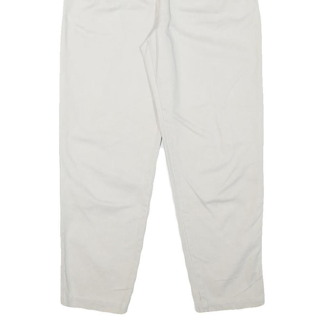 HEMES COLLECTION Womens Cotton Blend White Relaxed Straight Trousers W24 L25