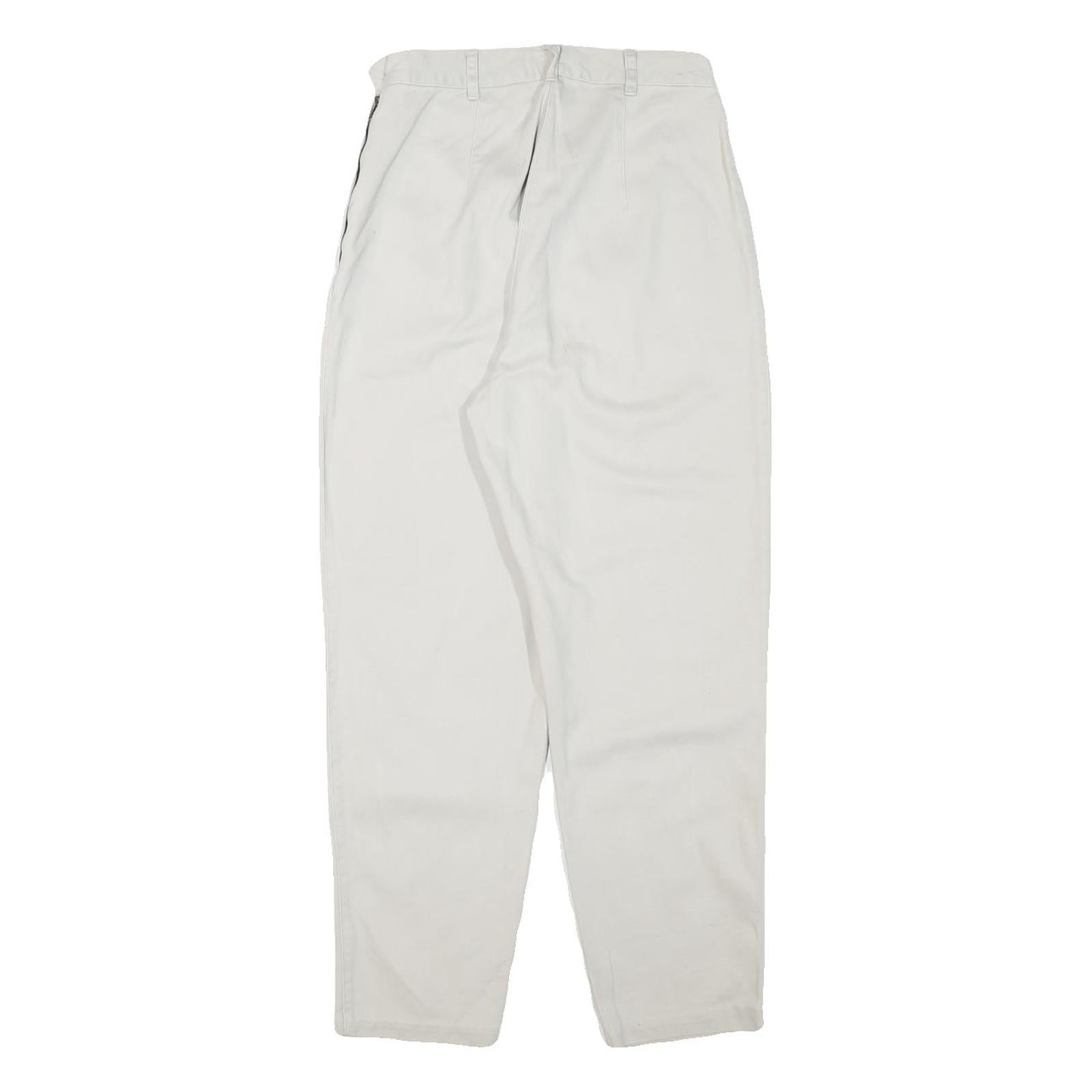 HEMES COLLECTION Womens Cotton Blend White Relaxed Straight Trousers W24 L25