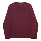 POLO RALPH LAUREN Mens Maroon Long Sleeve Crew Neck T-Shirt L Cotton Classic