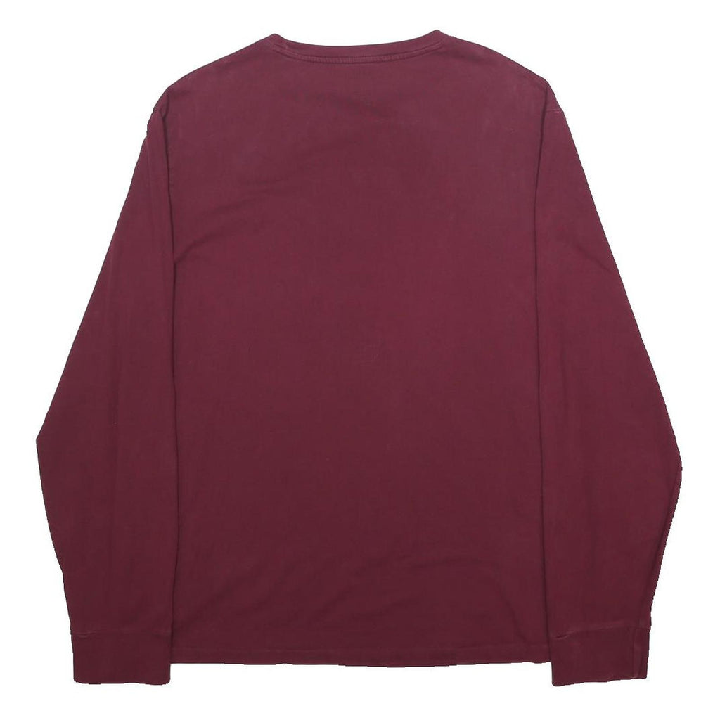 POLO RALPH LAUREN Mens Maroon Long Sleeve Crew Neck T-Shirt L Cotton Classic