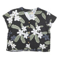 PARADISE FOUND Womens Black White Floral Printed Blouse Short Sleeve V-Neck S