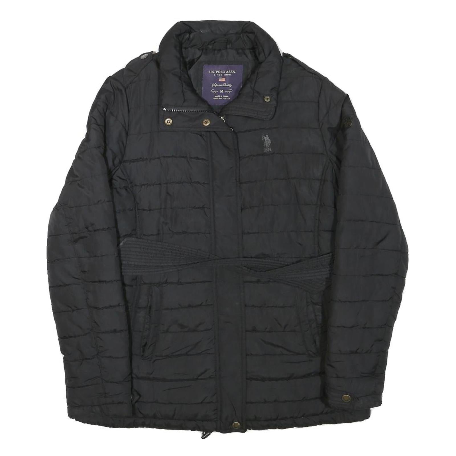 U.S. POLO ASSN Womens Black Quilted Jacket M Polyester Blend Zip Casual