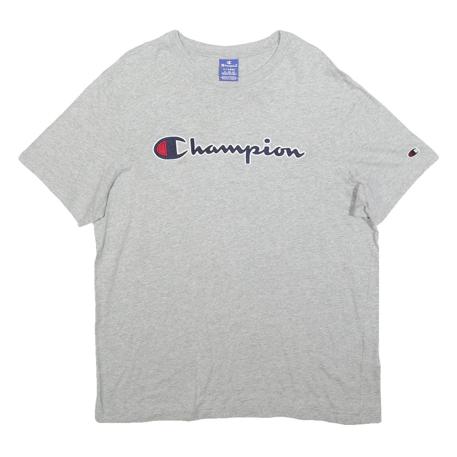 CHAMPION Mens Grey Cotton Blend Graphic T-Shirt XL Short Sleeve Crew Neck