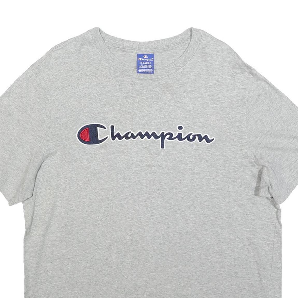 CHAMPION Mens Grey Cotton Blend Graphic T-Shirt XL Short Sleeve Crew Neck