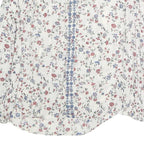CHAPS Womens White Floral Printed Long Sleeve Peasant Top S Cotton Casual