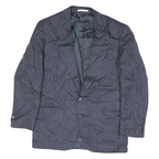 Mens Blue Button Jacket M Polyester Blend Plain Classic Relaxed Fit Stylish