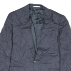 Mens Blue Button Jacket M Polyester Blend Plain Classic Relaxed Fit Stylish