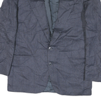Mens Blue Button Jacket M Polyester Blend Plain Classic Relaxed Fit Stylish