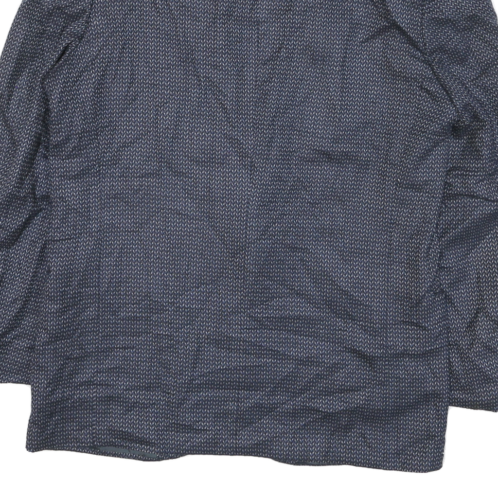 Mens Blue Button Jacket M Polyester Blend Plain Classic Relaxed Fit Stylish
