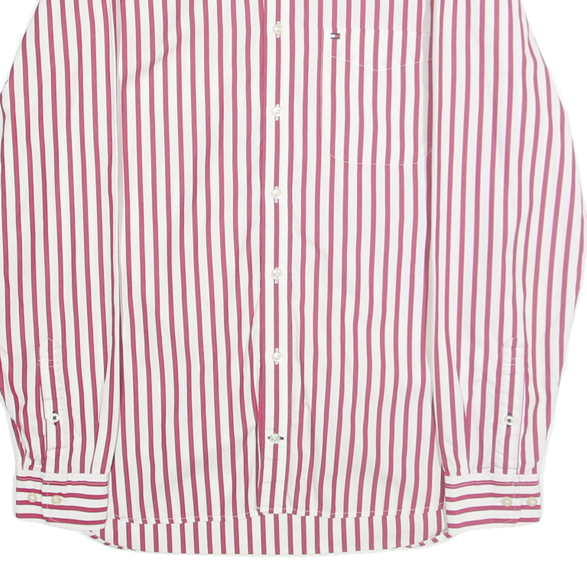 TOMMY HILFIGER Mens Red & White Stripe Shirt S Button Down Cotton Casual