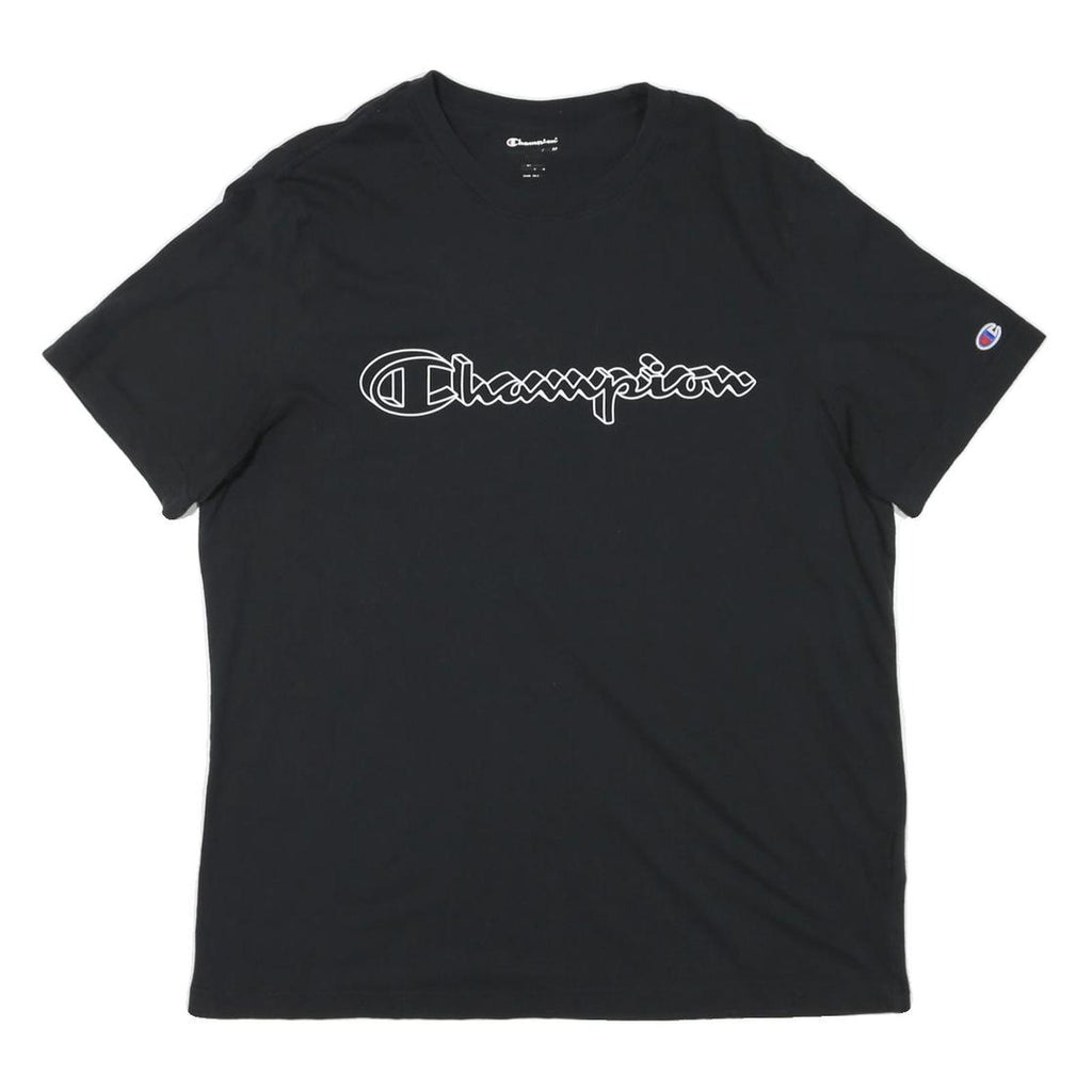 CHAMPION Mens Black Graphic T-Shirt M Short Sleeve Crew Neck Logo Print